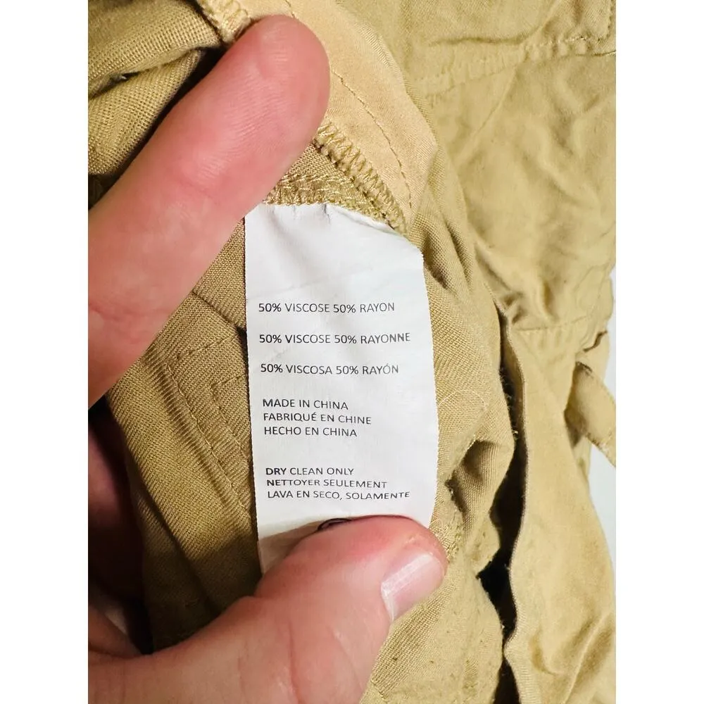 JASON WU Tan Silver Belted Collared Neck Button Collar Sleeveless Romper Size 0 - Image 13