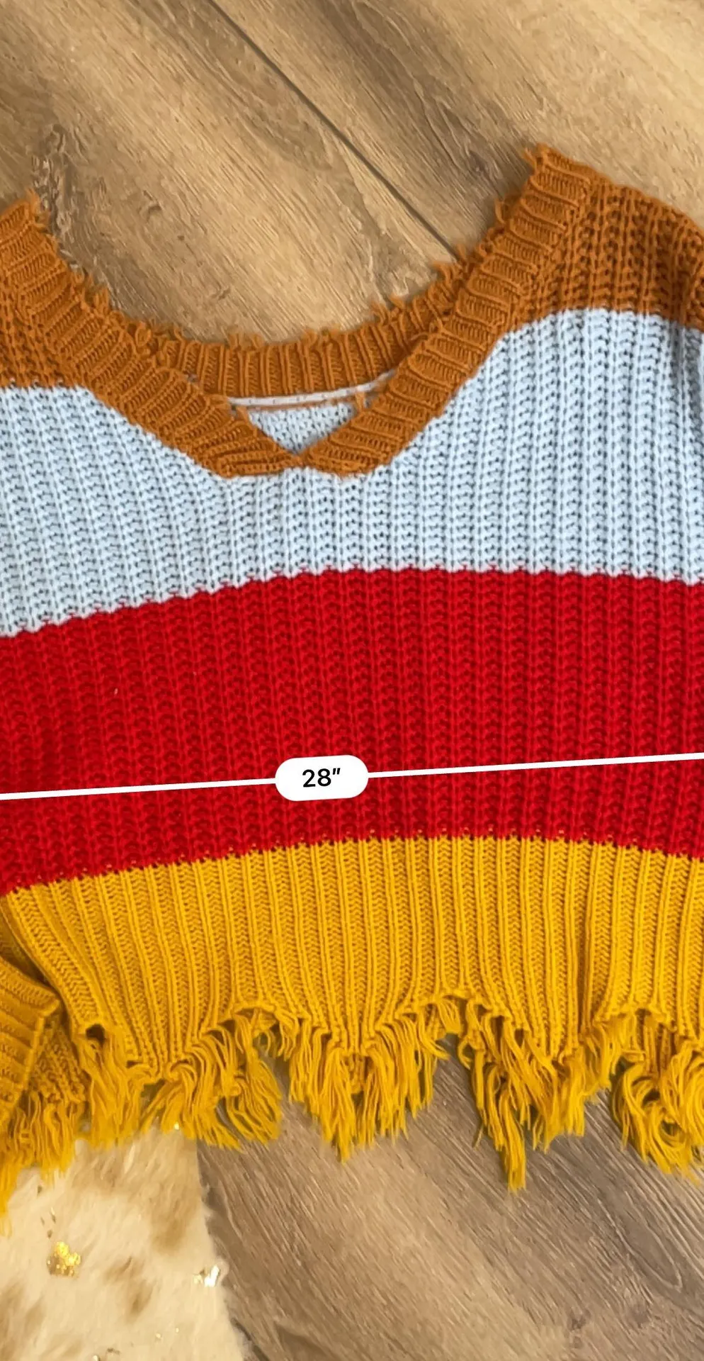 Colorblock Striped Colorful Ripped Distressed Sweater Multi - Image 3