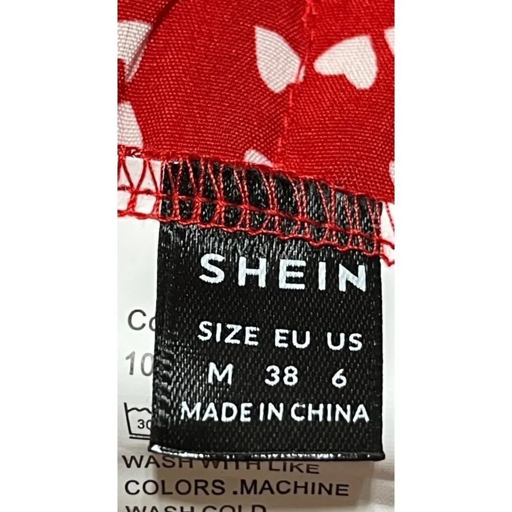 Shein 2 Piece Short Set Bikini Top Shorts All Over Hearts Red M Medium - Image 7