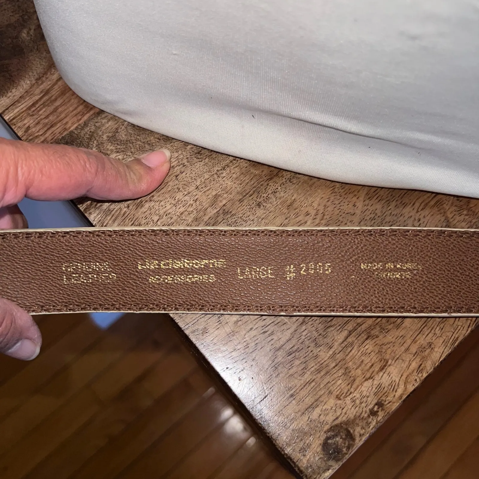 NWT Liz Claiborne Genuine Leather Textured Belt Women Large Taupe Gold Buckle‎ - Image 2