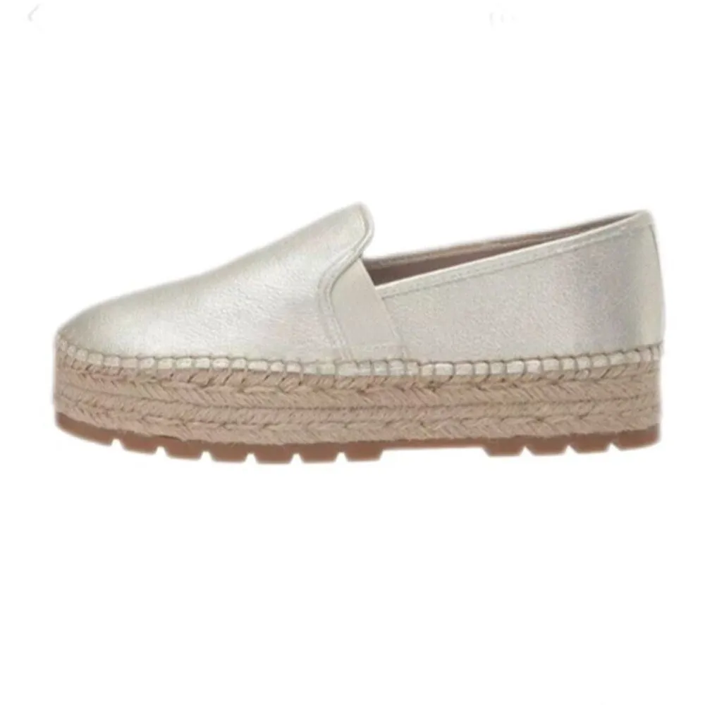 CIRCUS Sam Edelman Cora‎ Metallic Platform Espadrille Flat Gold Silver Size 10 - Image 7