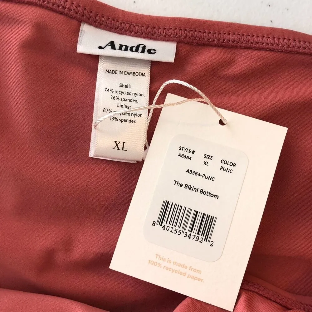 Andie Swim Bikini Bottom Brief Stretch Punch Pink XL - Image 5