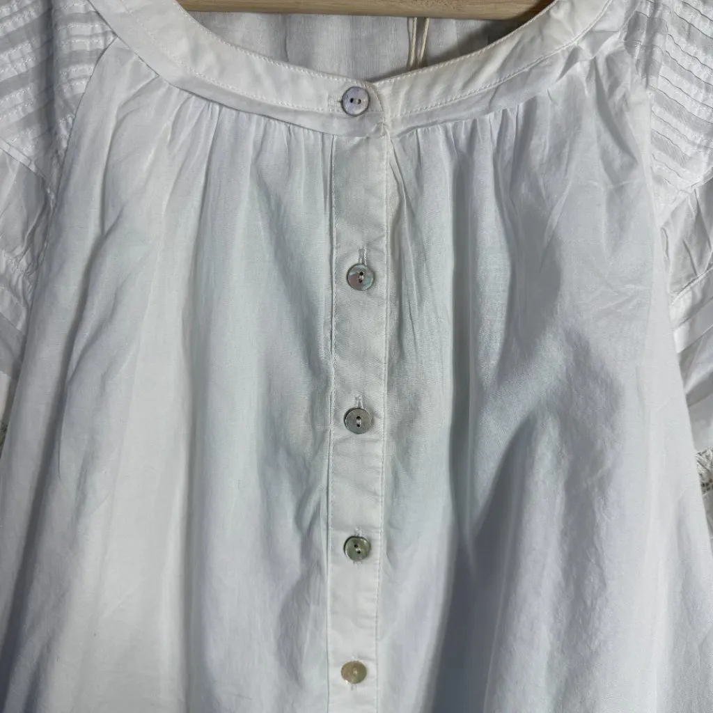 Faherty Enna Button Up Blouse Top Womens XXS White Boho Flowy Organic Cotton NWT - Image 10