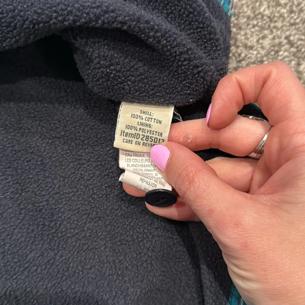 Vintage L.L. Bean Shirt Jacket Shacket Flannel Lined Size M Medium Blue‎ Blue - Image 3