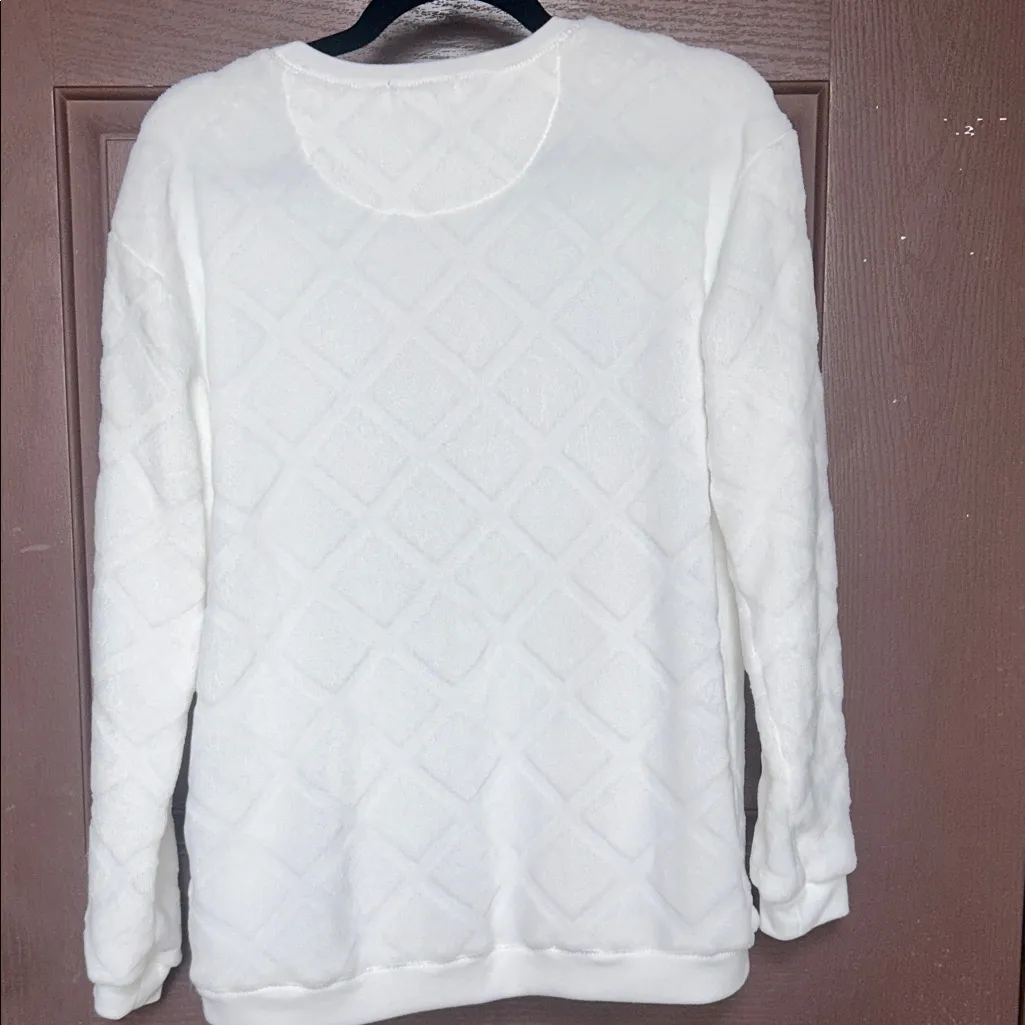 Fifth Sun  White Diamond Pattern Sweater - Image 3