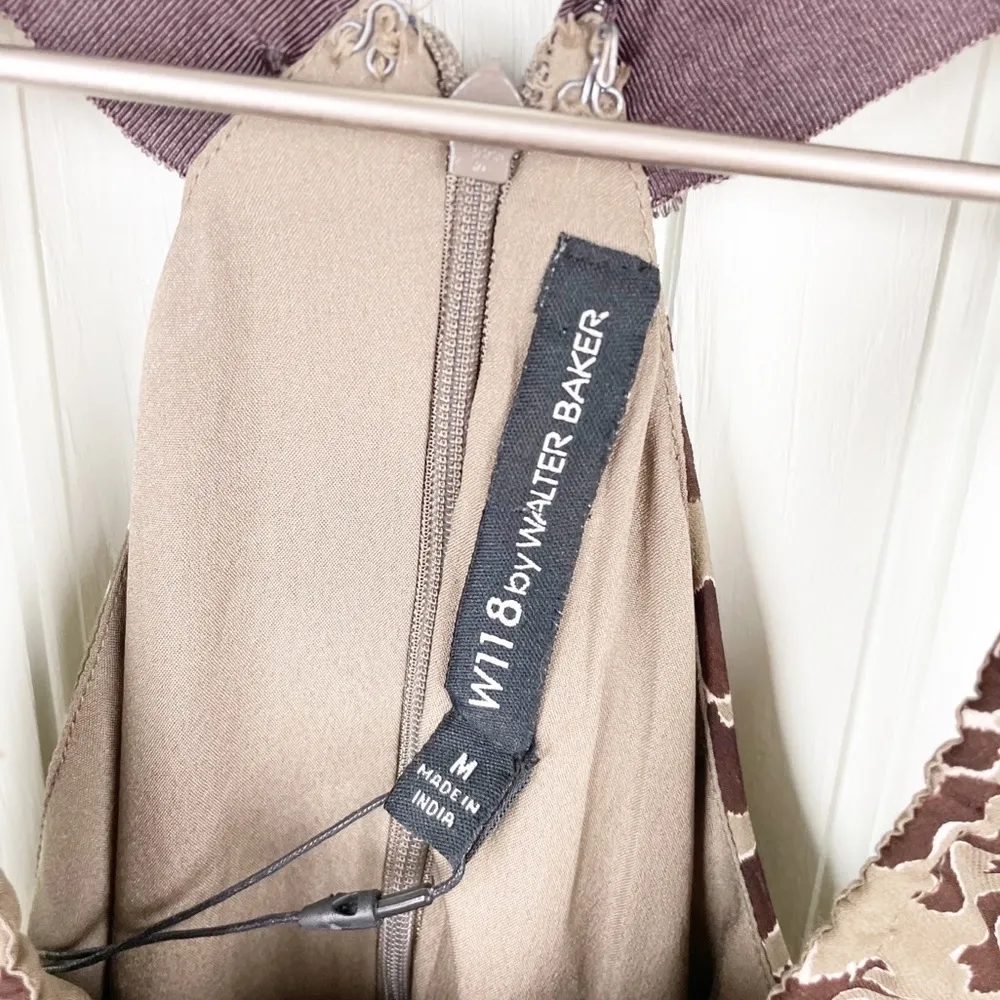 NEW W118 by Walter Baker Betsy Maxi Dress Abstract Brown Khaki Print Size Medium - Image 10