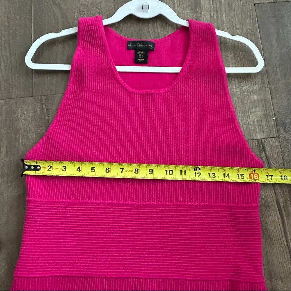 House of Harlow 1960 Hot Pink Ribbed Fitted Sleeveless Body Con Dress XL - Image 8