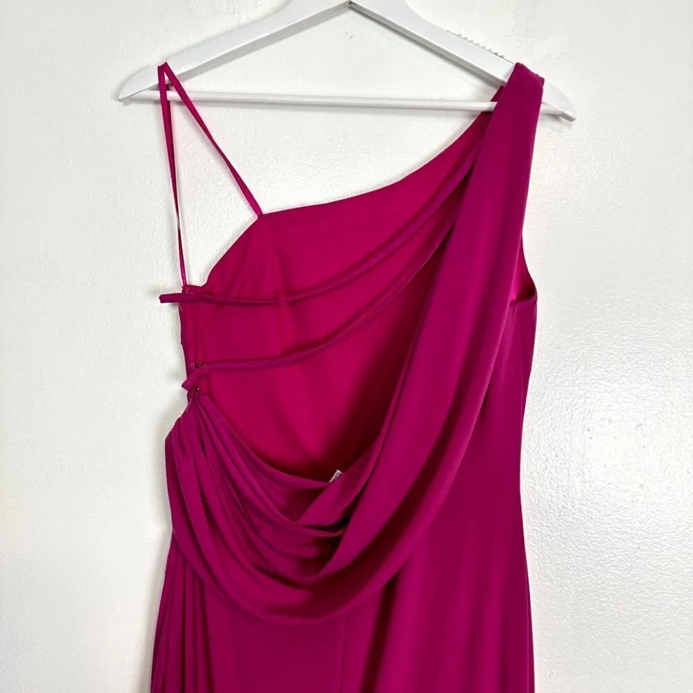 MAC DUGGAL One-Shoulder Jersey Body-Con Gown in Candy Pink Size US 4 - Image 10