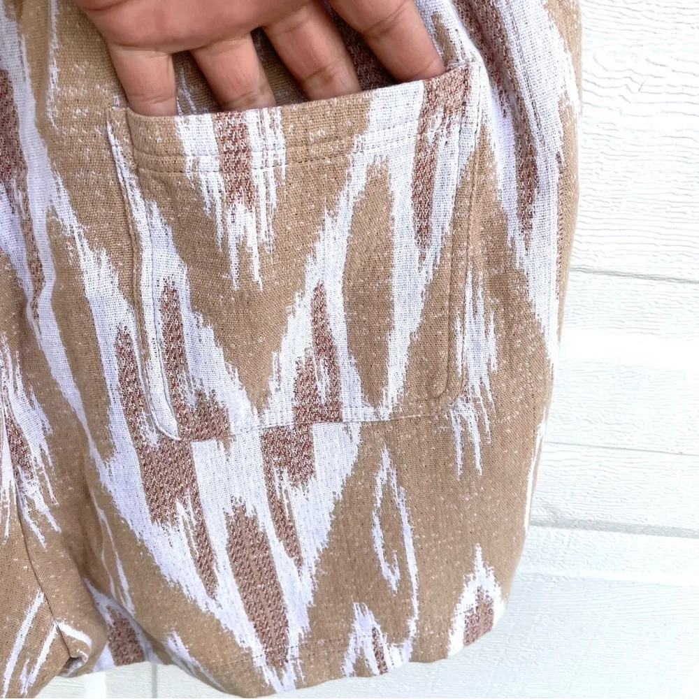 Aerie Womens Shorts Tan White Ikat Southwestern Drawstring Cotton XL - Image 7