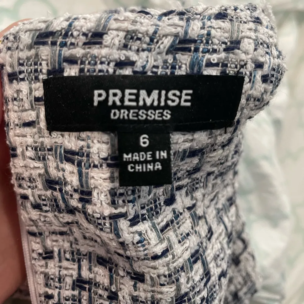 Tweed Dress in blue and white - Image 3