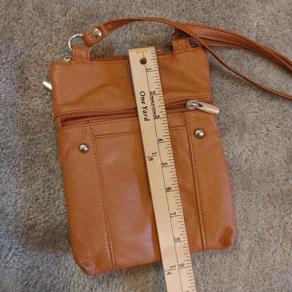 Brown Crossbody Satchel Zipper Pockets Bag Adjustable Strap Travel - Image 4