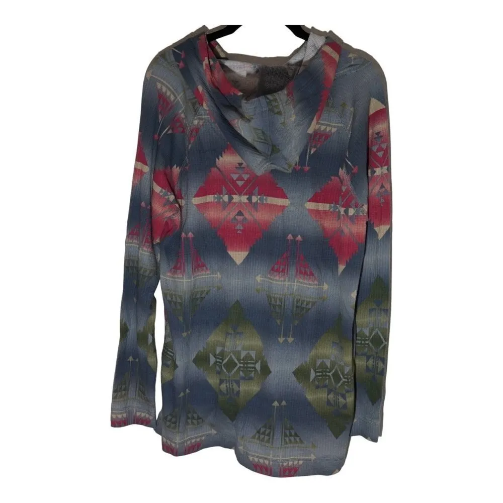 NWT‎ Chaps Hoodie Shirt Womens Aztec Tribal Print Thermal Weave Large - Image 4