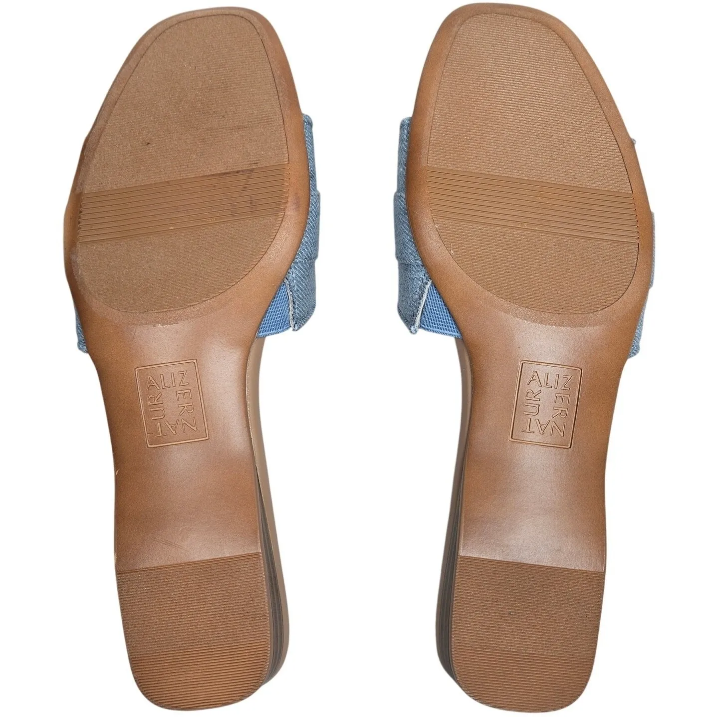 Naturalizer Santiago Denim Slide Sandals Women 7.5 Square Toe Embellished Buckle - Image 7