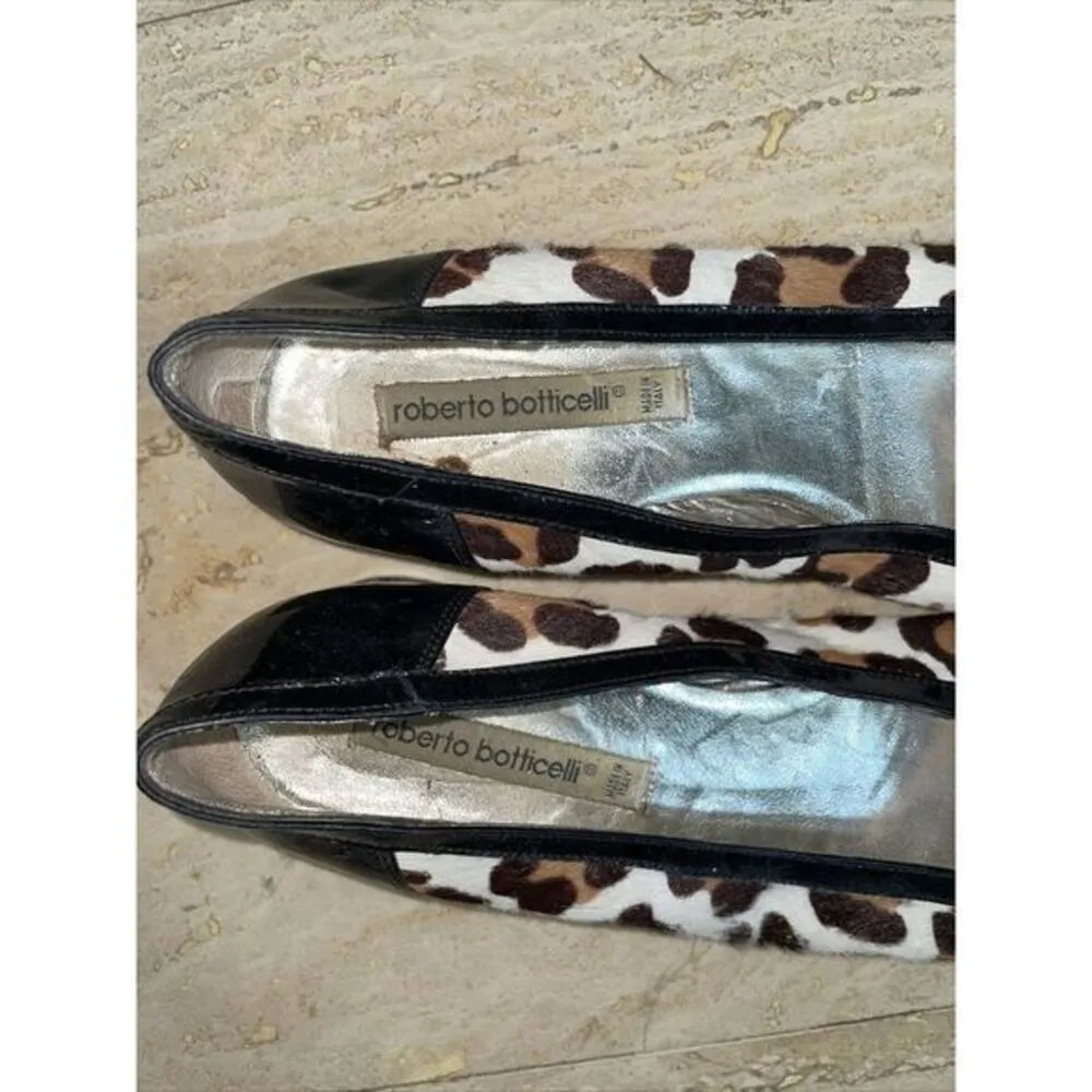 Roberto Cavalli Animal Print Raw Fur Hide Leather Flat W Buckle 40 Made In Italy Size 10 - Image 2