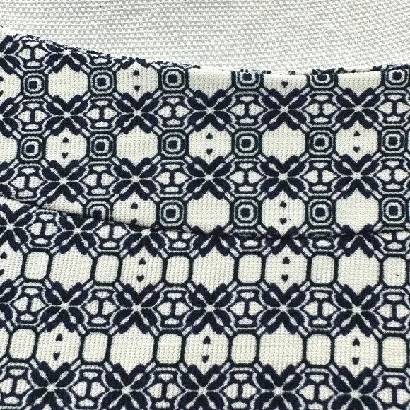 I Le New York Belted Dress Navy & White Size 16 Chain Print Career Work Wear Blue - Image 7