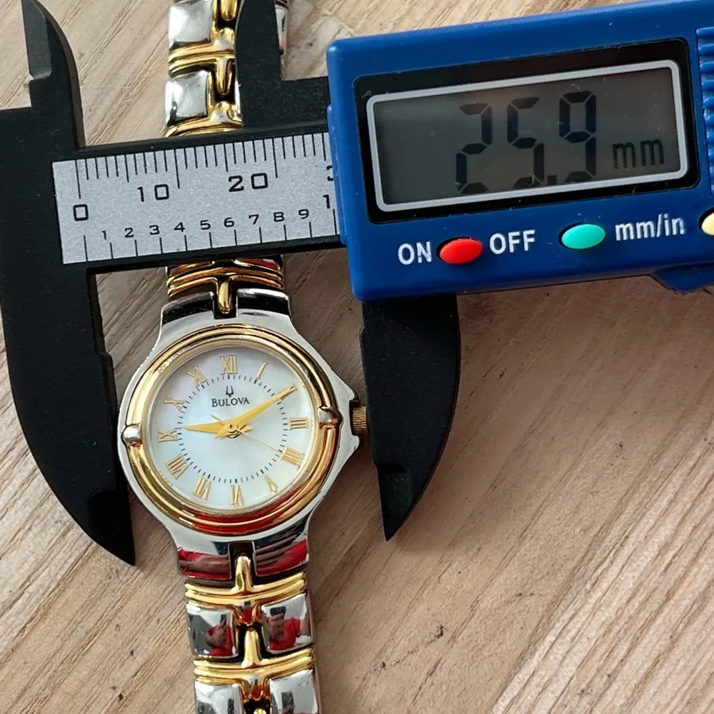 Bulova Pearl Dial Vintage Ladies Watch Two-Tone Bracelet New Crystal - Image 14