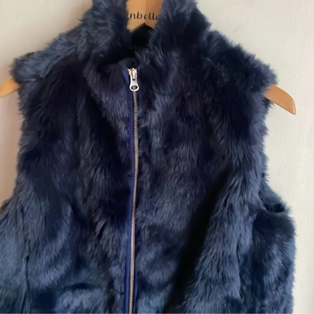 J. Crew Midnight Navy Plush Faux Fur Vest - Image 5