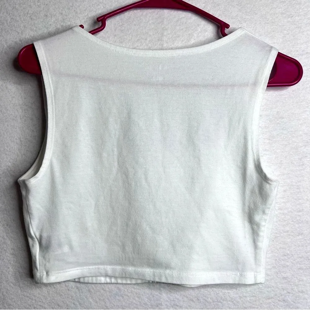 Wild Fable Woman’s White Square neck Sleeveless Crop Tank Sz M Y2K Girly fitness - Image 4