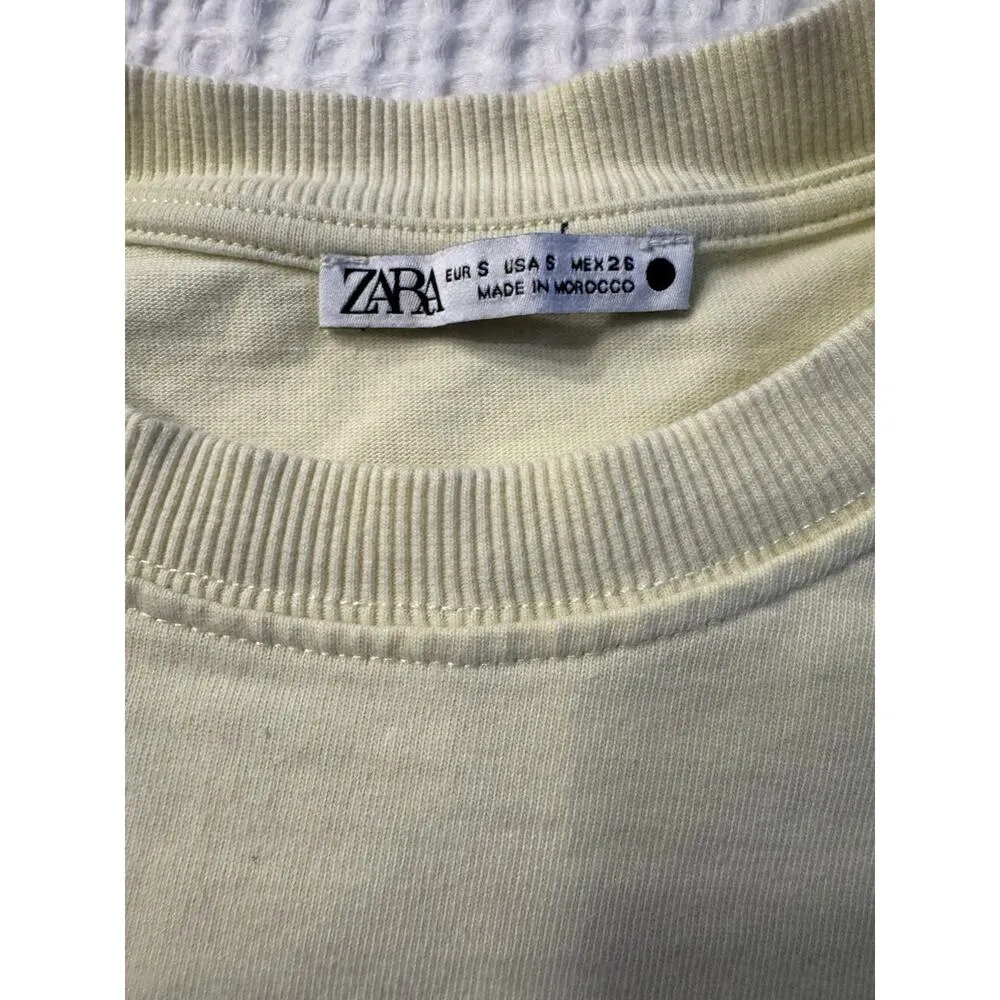 Zara Crop Top Lime Green Women's Small Crew Neck Short Sleeve Sporty - Image 2