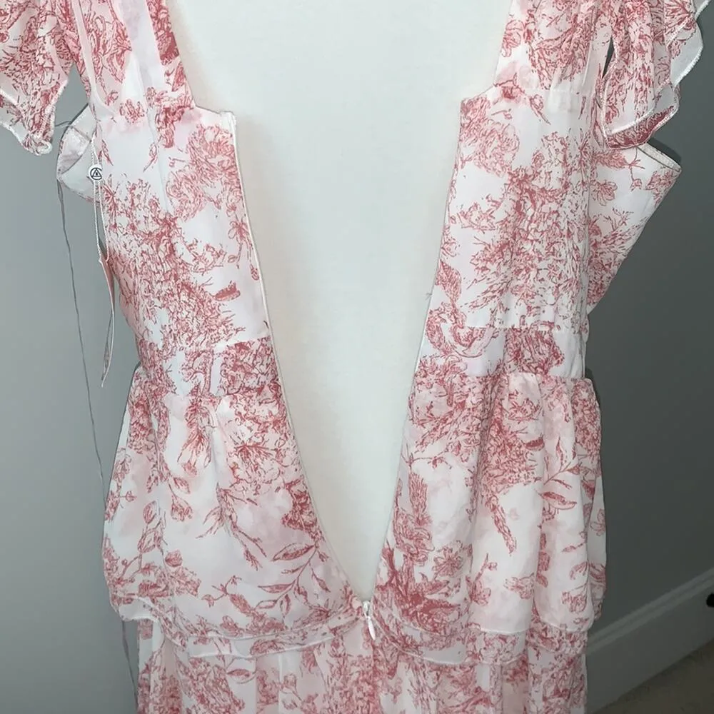 Misguided Wrap Tiered Ruffle Sleeveless Floral Dress Sz 14 NWT - Image 12