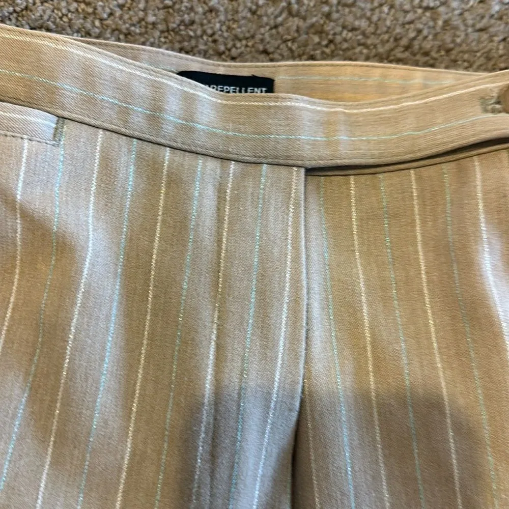 Worthington Stretch Stain Repellent Tan with Metallic Pinstripes Pants - Image 4