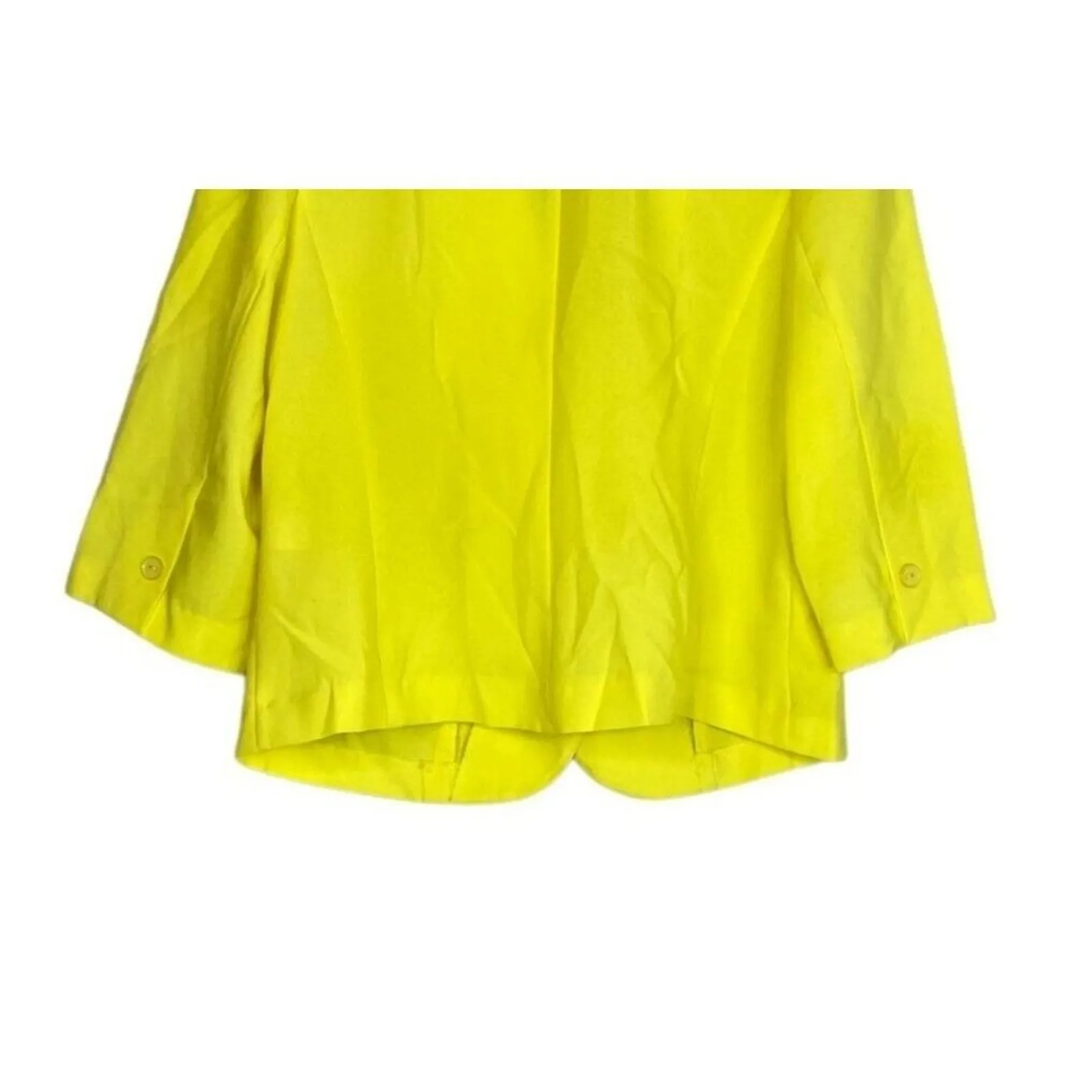 Unique Vintage Crop Single Button Lightweight Collar Blazer 16 W Neon Yellow Size 16W - Image 8
