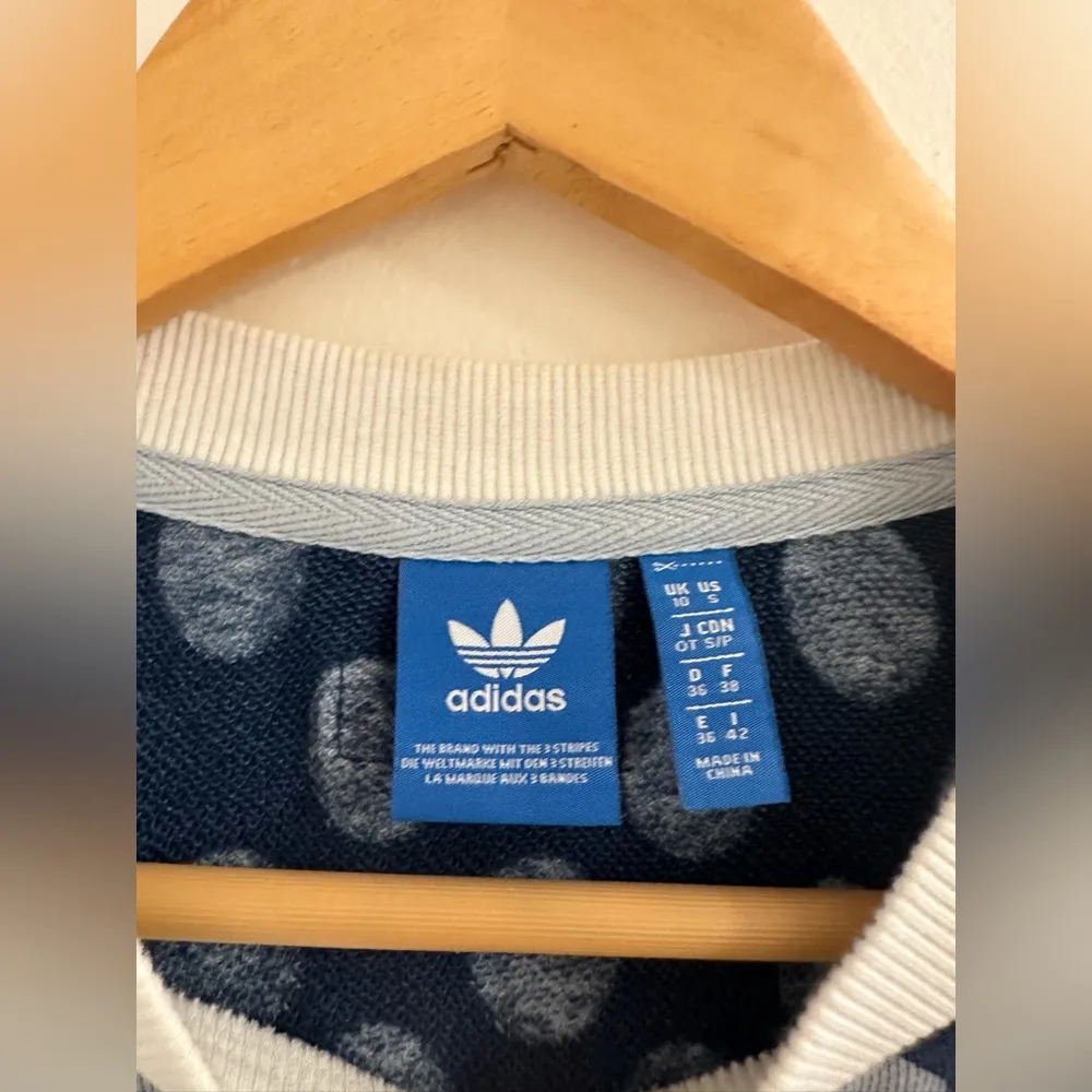 Trefoil Blue Polka Dot Pullover Sweatshirt Size S - Image 10