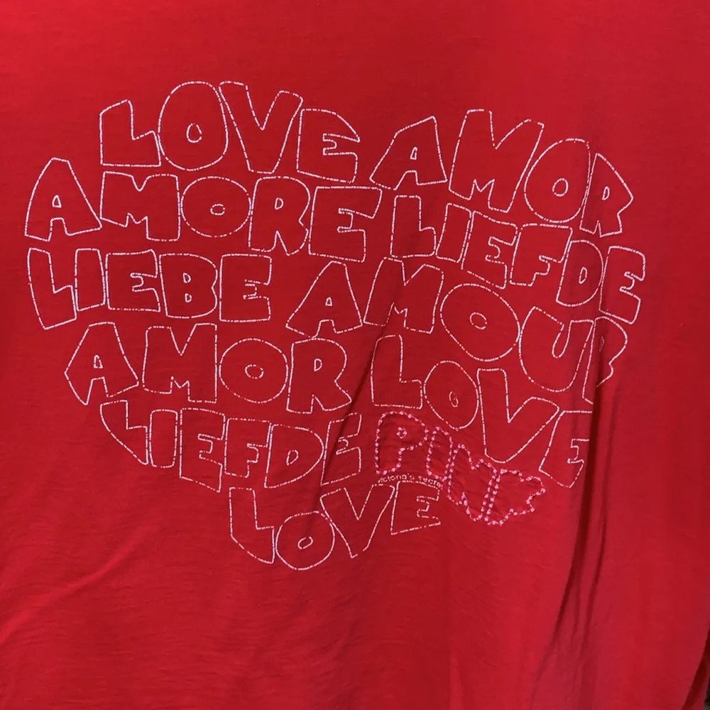 Victoria's Secret Pink Red Love Valentine's T-Shirt Size XS/S - Image 2