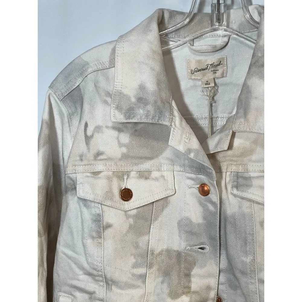 A New Day White Watercolor Floral Denim Jacket Size Medium - Image 6