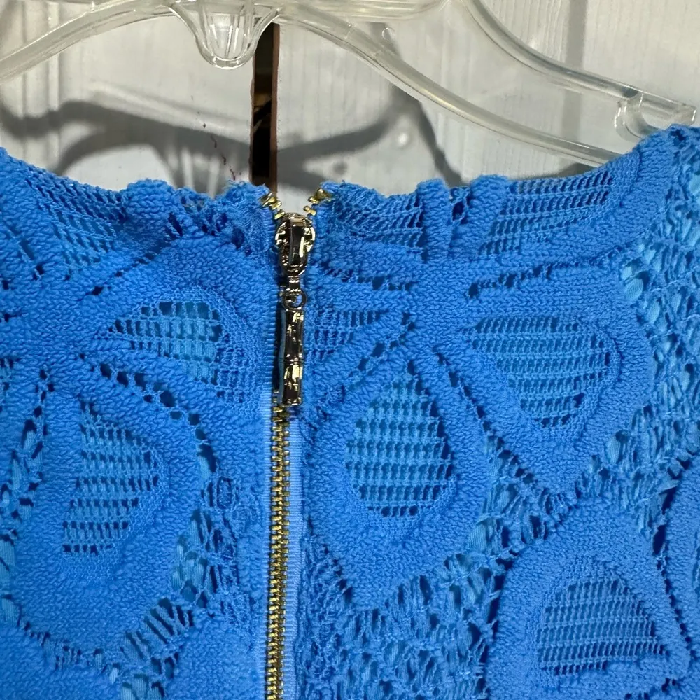 Brilliant blue Lilly Pulitzer Ophelia swing dress with lace overlay. Size XXS - Image 4