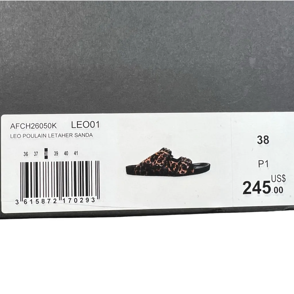 NIB The Kooples Leo Poulain Leather Animal Print Double Strap Sandal Size EU38 - Image 12