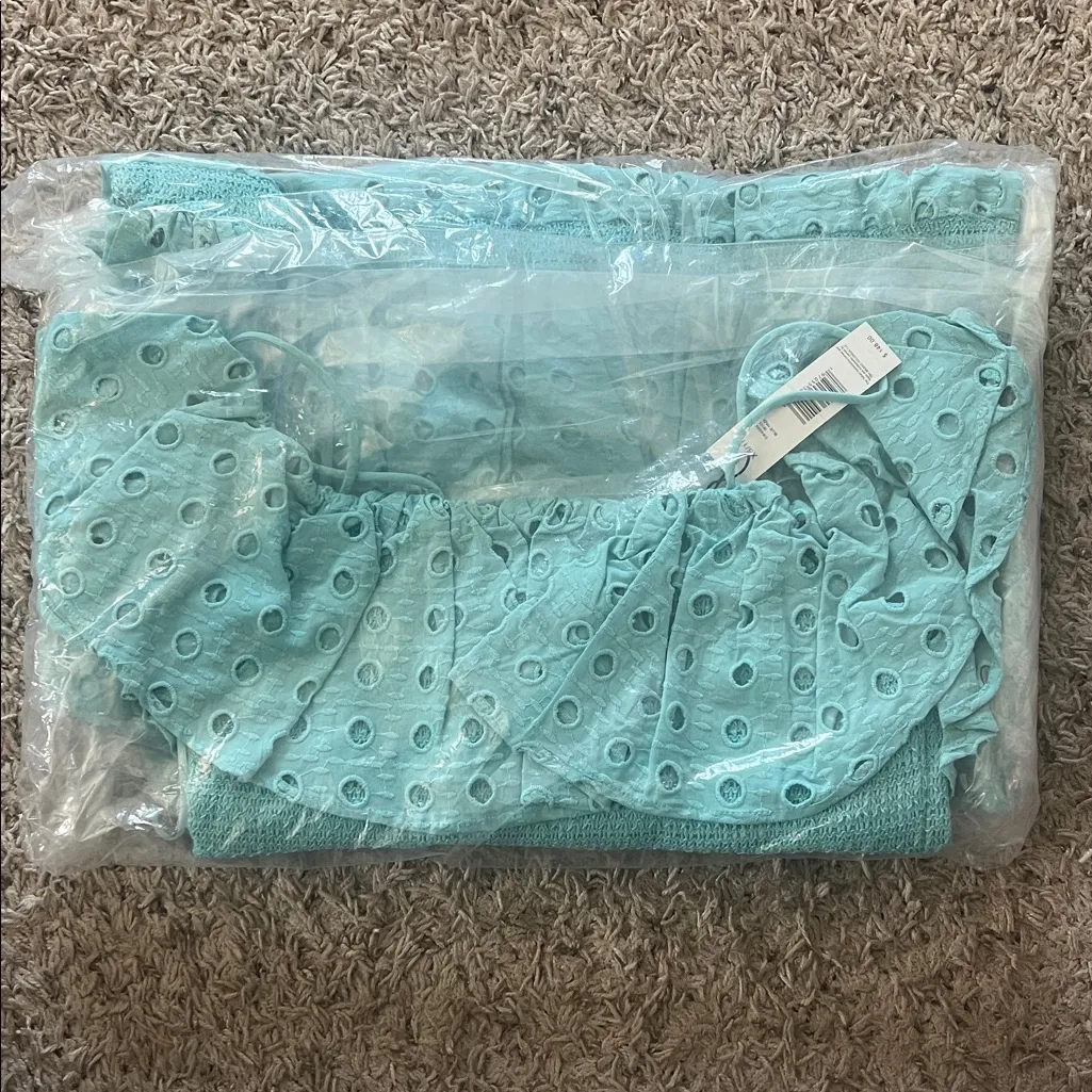 T-Tahari Eyelet Maxi Dress in Blue Haze, Size XS, NEW - Image 6