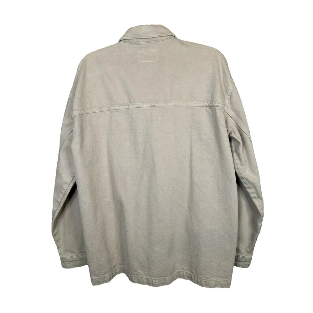 NA-KD Women's Oversized Khaki Long Sleeve Lilac Stripe Detail Jacket Size 34 - Image 2