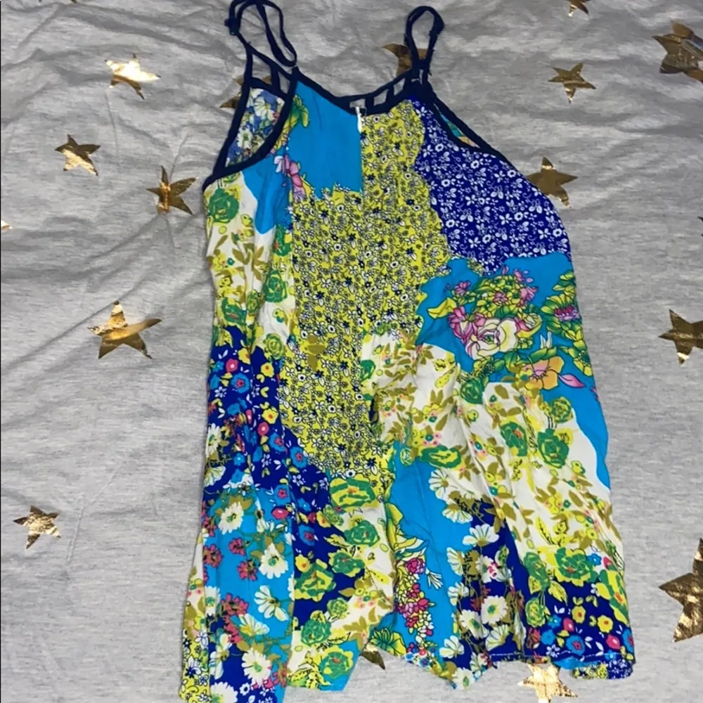 LF  Blue Patchwork Playsuit - Image 6