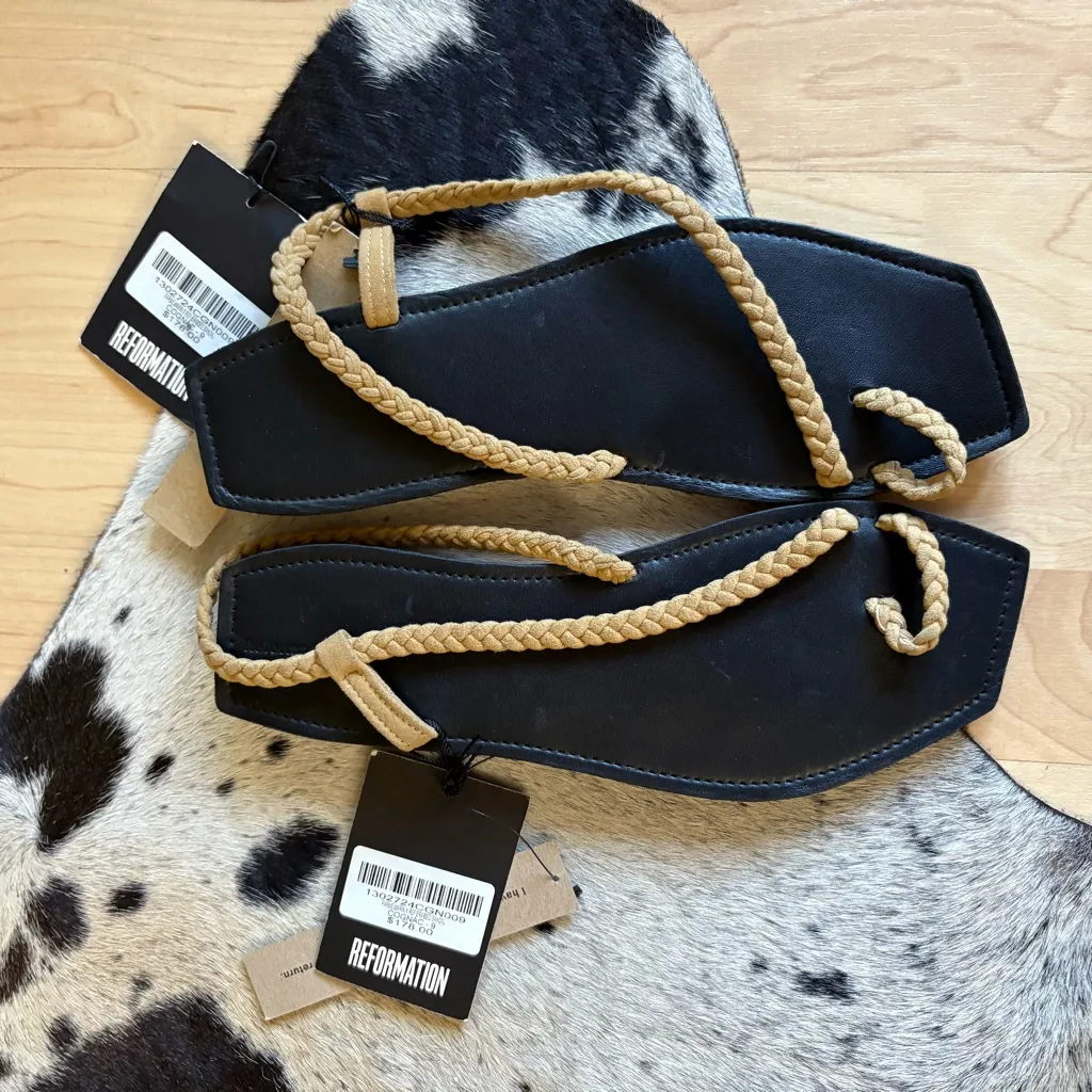 Reformation x Parme Marin Toe‎ Ring Gladiator Braided Sandals Size 9 NWT - Image 2
