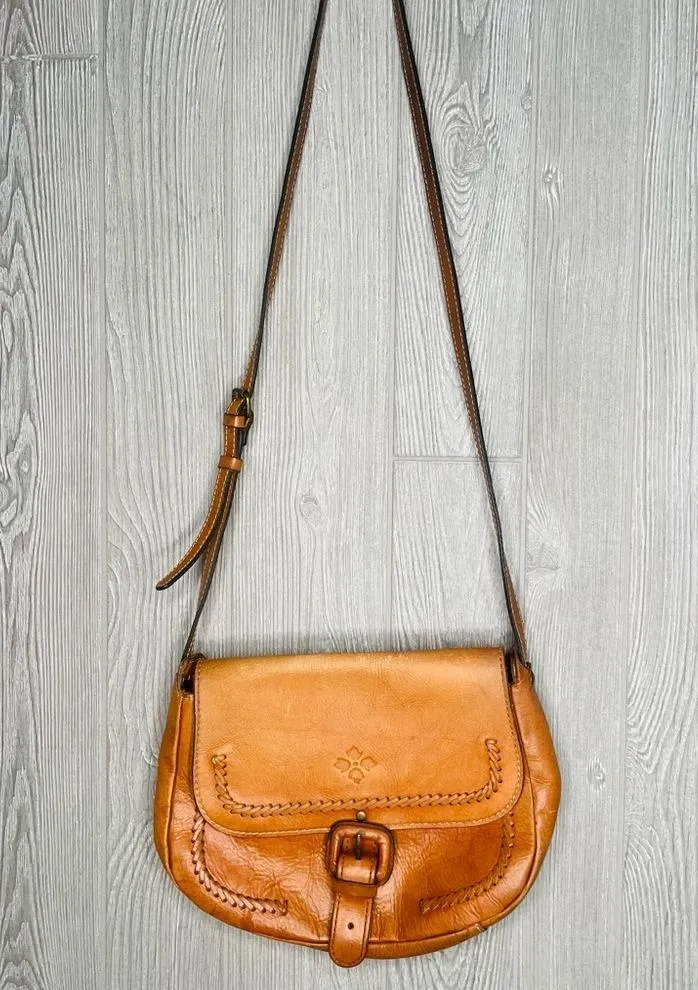 Patricia Nash Handbag purse bag Cognac Leather Embossed Logo crossbody purse - Image 6