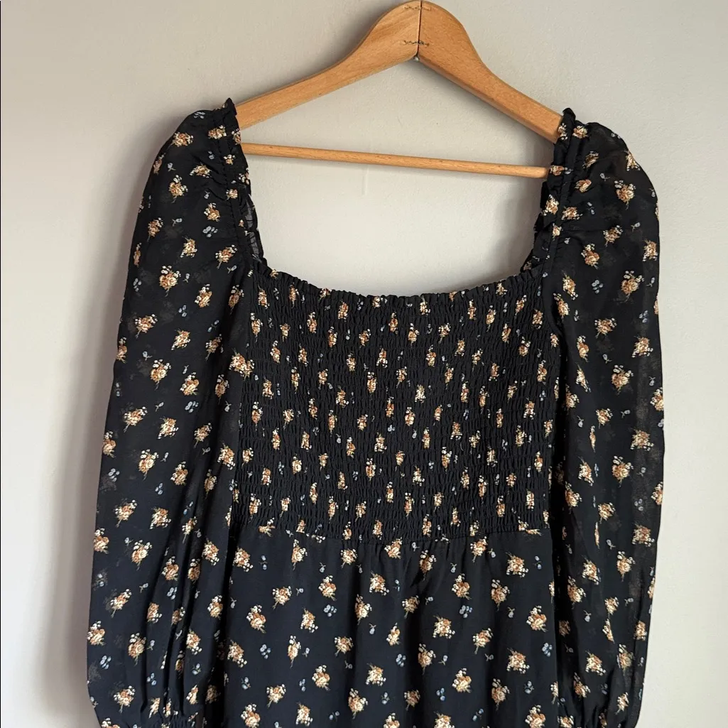 MAJE Rithik Smocked Floral Print Dress - Image 5