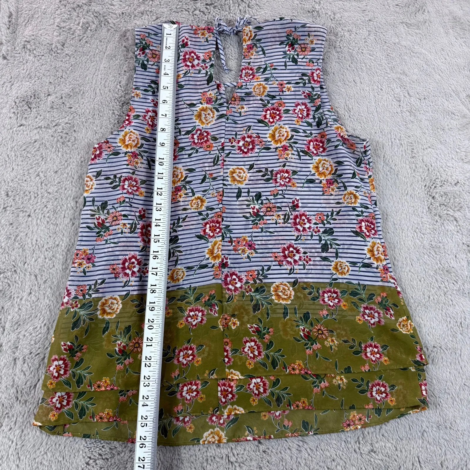 Cabi Penelope Tank Top Floral Striped Blouse Keyhole Top Women's Size‎ M Caeer - Image 7