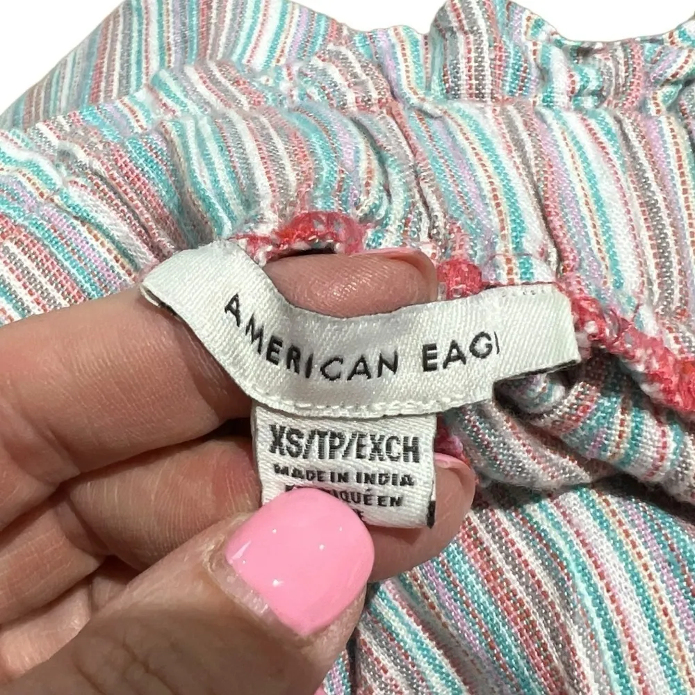 American Eagle Outfitters Striped Paper Bag Shorts XS - Image 3