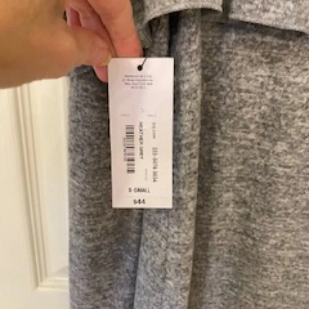 NWT Heathered Gray XS ANA Ruffle Sleeve Cold Shoulder Knit Sweater Mini Dress - Image 3