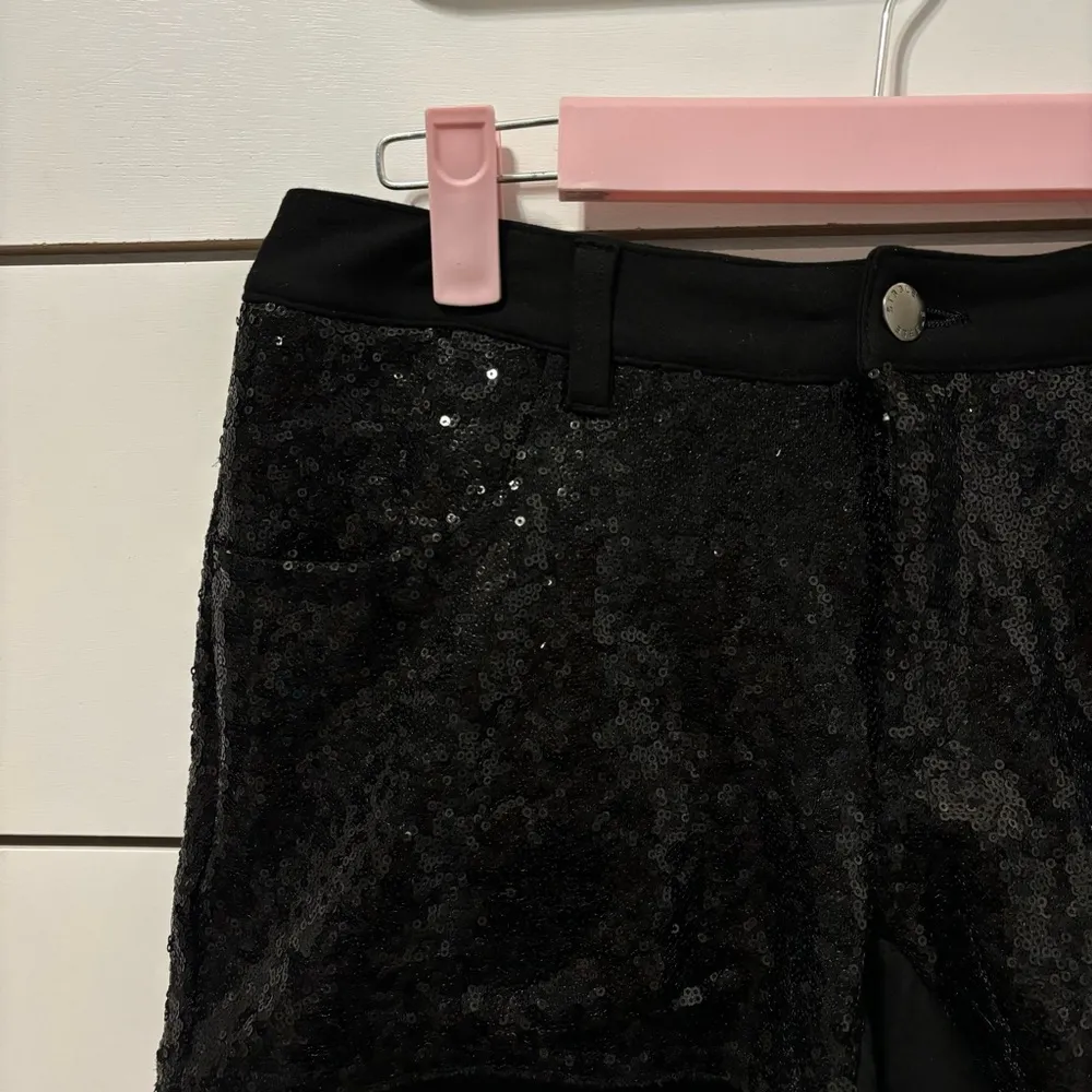 Y2K Black Sequin Micro Mini Shorts Size 27 - Image 3