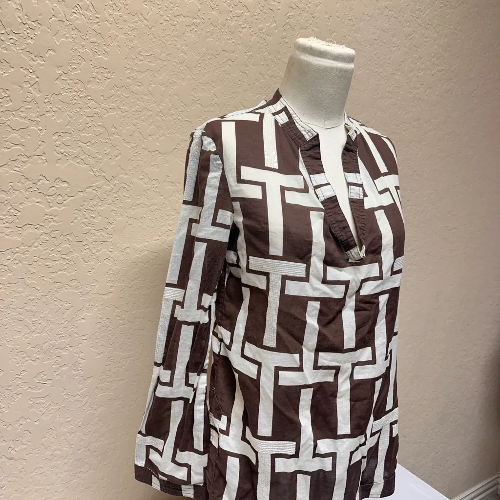 Tory Burch Brown and White blouse - Image 2