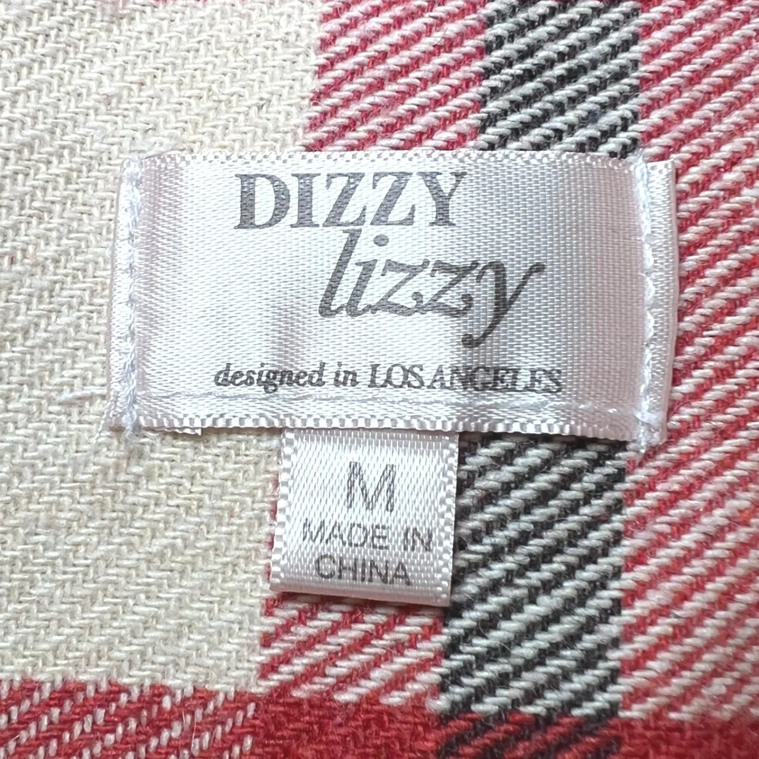 Dizzy Lizzy Flannel Shirt Jacket Womens Medium Plaid Button Up Layering Shacket Red - Image 6