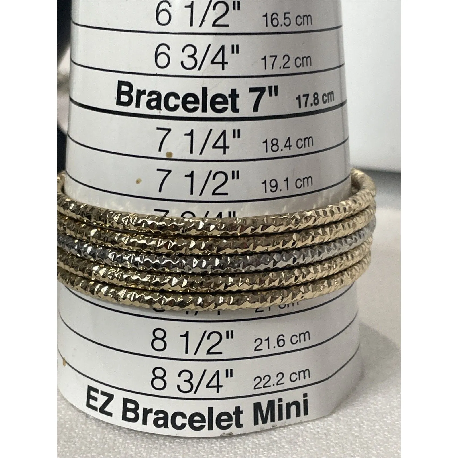 Nice Heavy Diamond Cut Bangle Bracelets Set Of 5 Gold - Image 3