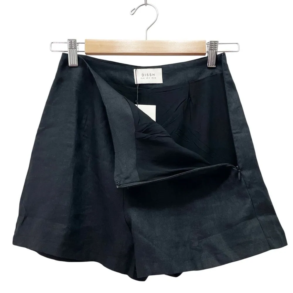 NWT DISSH Jessie Black Linen Shorts Size 2 US High Rise Zip Waist Tailored Short - Image 4