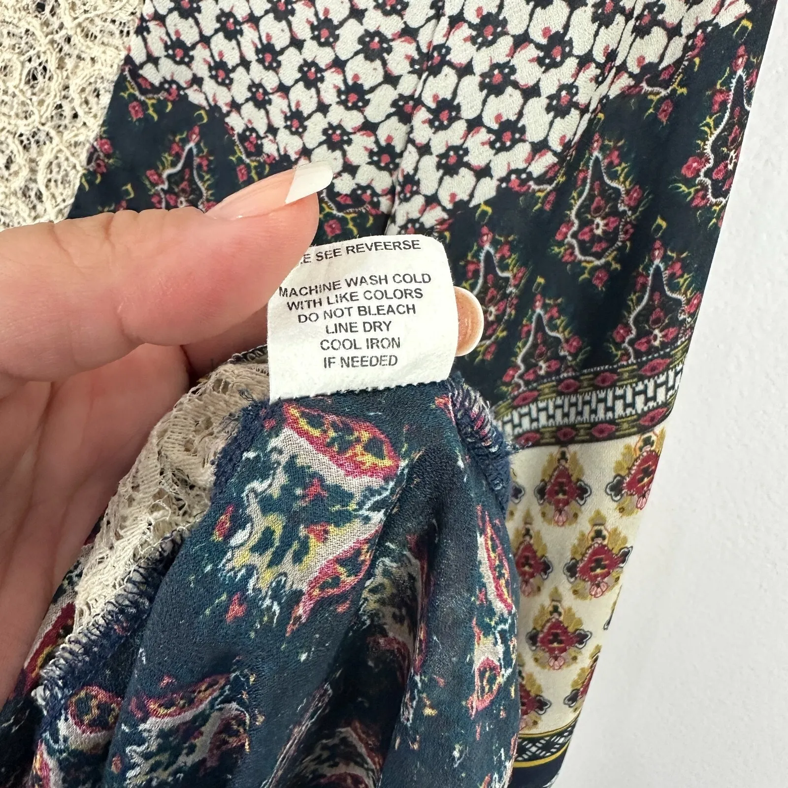 Living Doll Blouse‎ XS Whimsigoth Romantic Gothic Lace Patchwork Witchy Boho Top - Image 6