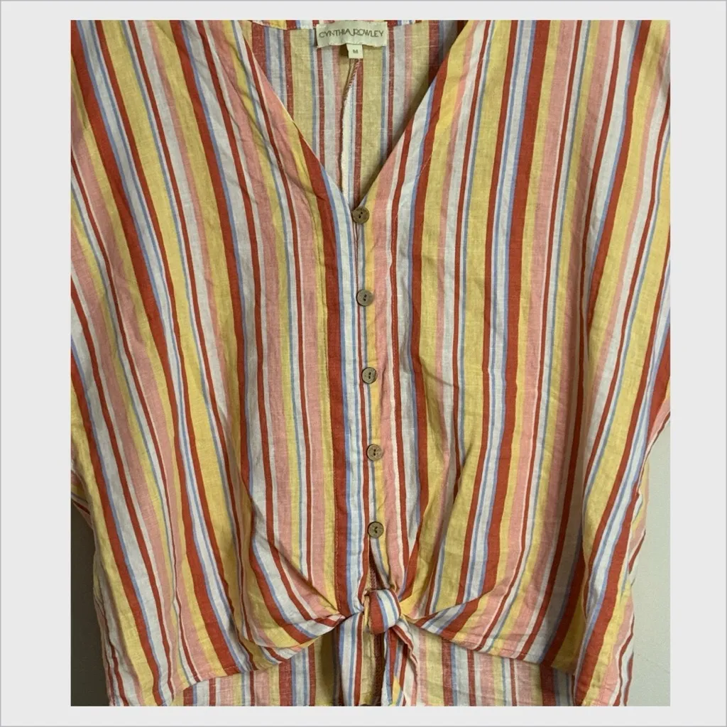 Cynthia Rowley ✨ Linen Blend Blouse Size M - Image 3