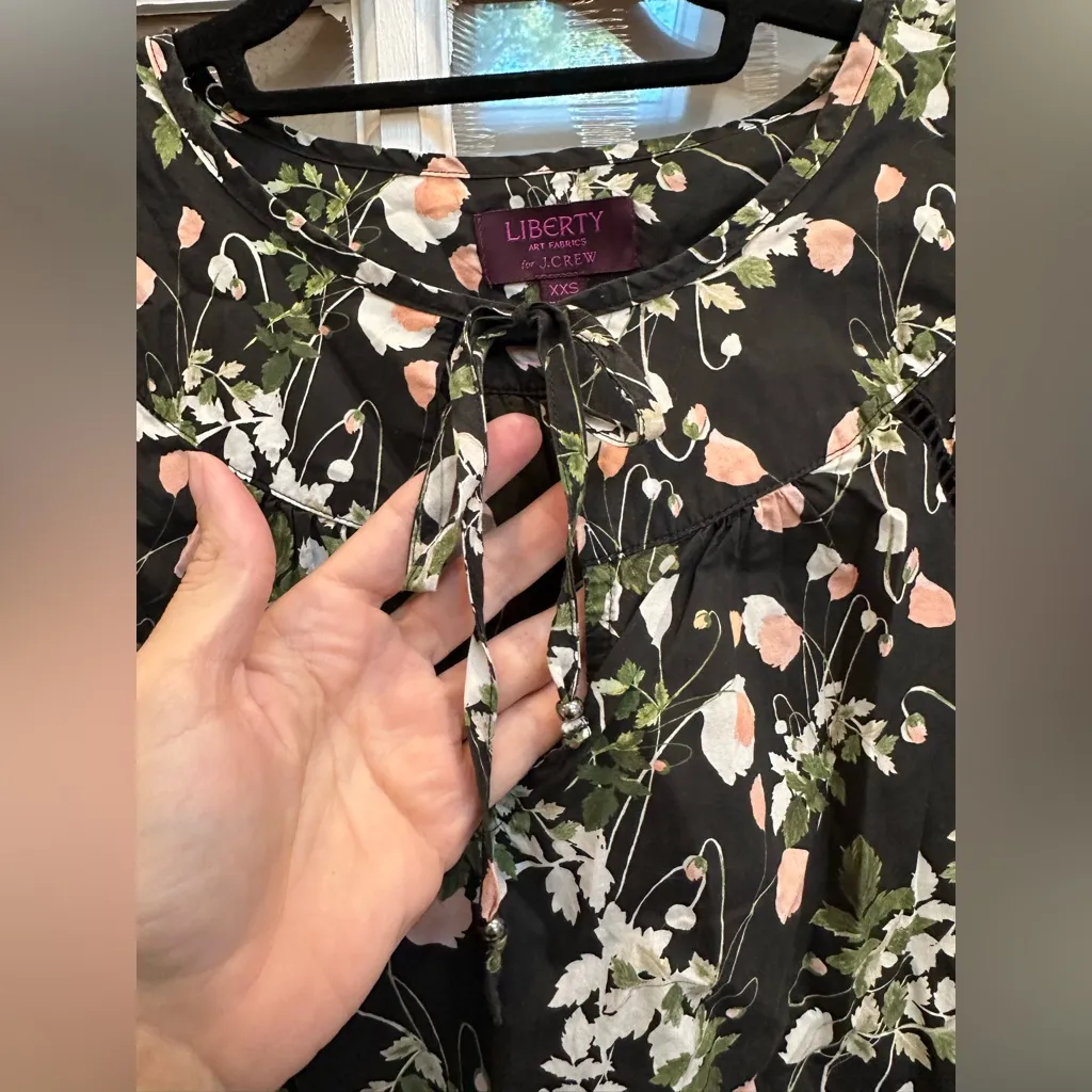J. Crew Liberty Art Fabrics Poppy Dream Shirt Blouse Floral Print Black Size XXS - Image 4