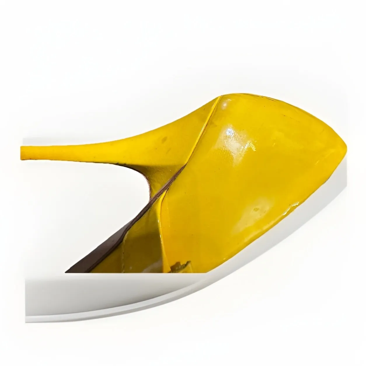 JIMMY CHOO Yellow Patent Leather Peep Toe Mary Jane Heels Pumps EU 38.5 / US 8.5 - Image 8