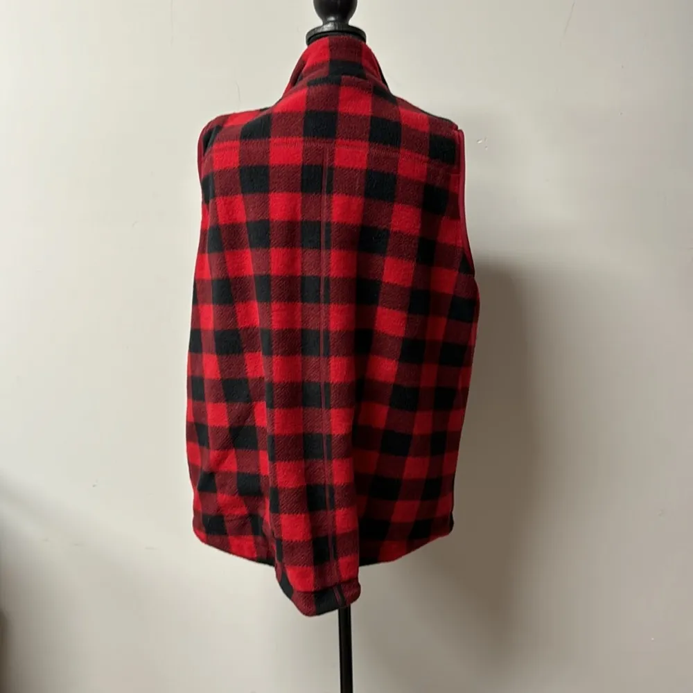 Entro Vest Red Black Buffalo Plaid Vest Jacket Womens Size XL Full Zip Up Fleece - Image 5